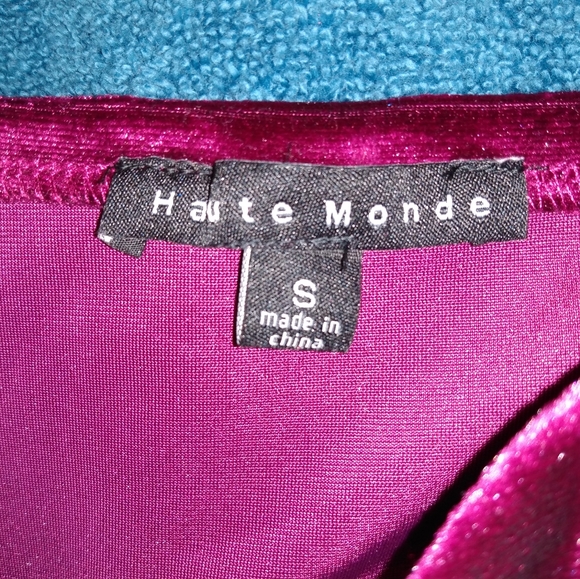 🔴 SALE NWT Haute Monde Burgundy Velvet Bodysuit - Picture 5 of 6